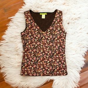 Y2K Floral Micro Mesh Top Size XS